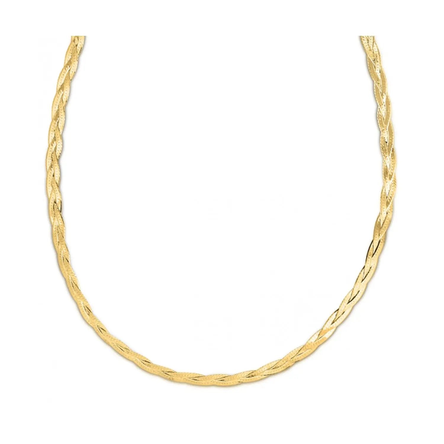 Necklace: 14k yellow gold braided herringbone chain, 3.20 mm, Bids.com on Tampa Home & Garden Store