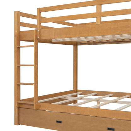 Sturdy wooden bunk bed with ladder, natural finish, slatted supports on Tampa Home & Garden Store