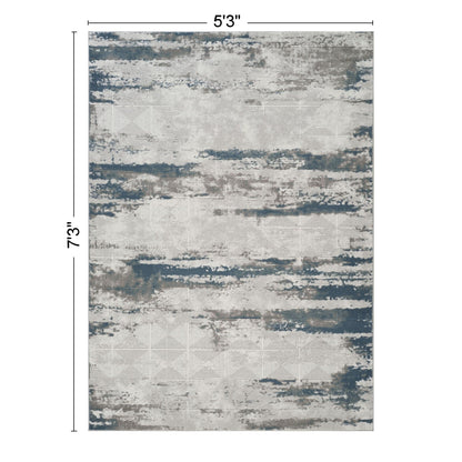 Elegant gray and ivory geometric area rug by HouseOfZazla with distressed modern motif on Tampa Home & Garden Store