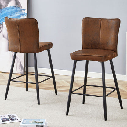 Brown faux leather chair set with sleek backrests and black metal legs, 2 chairs on Tampa Home & Garden Store