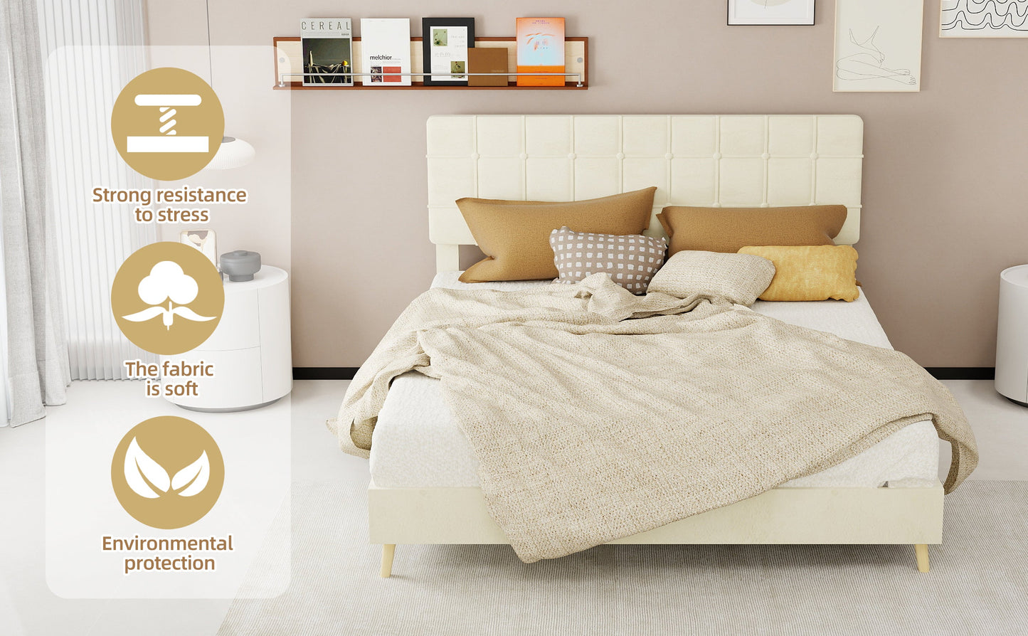 Modern Upholstered Bed Frame and Velvet Fabric