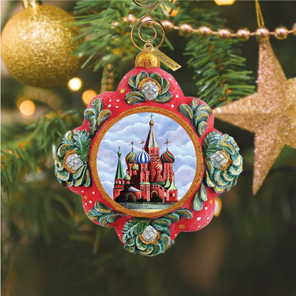 St Basil Cathedral Sculpted Ornament red ornate frame with cathedral scene by G DeBrekht on Tampa Home & Garden Store
