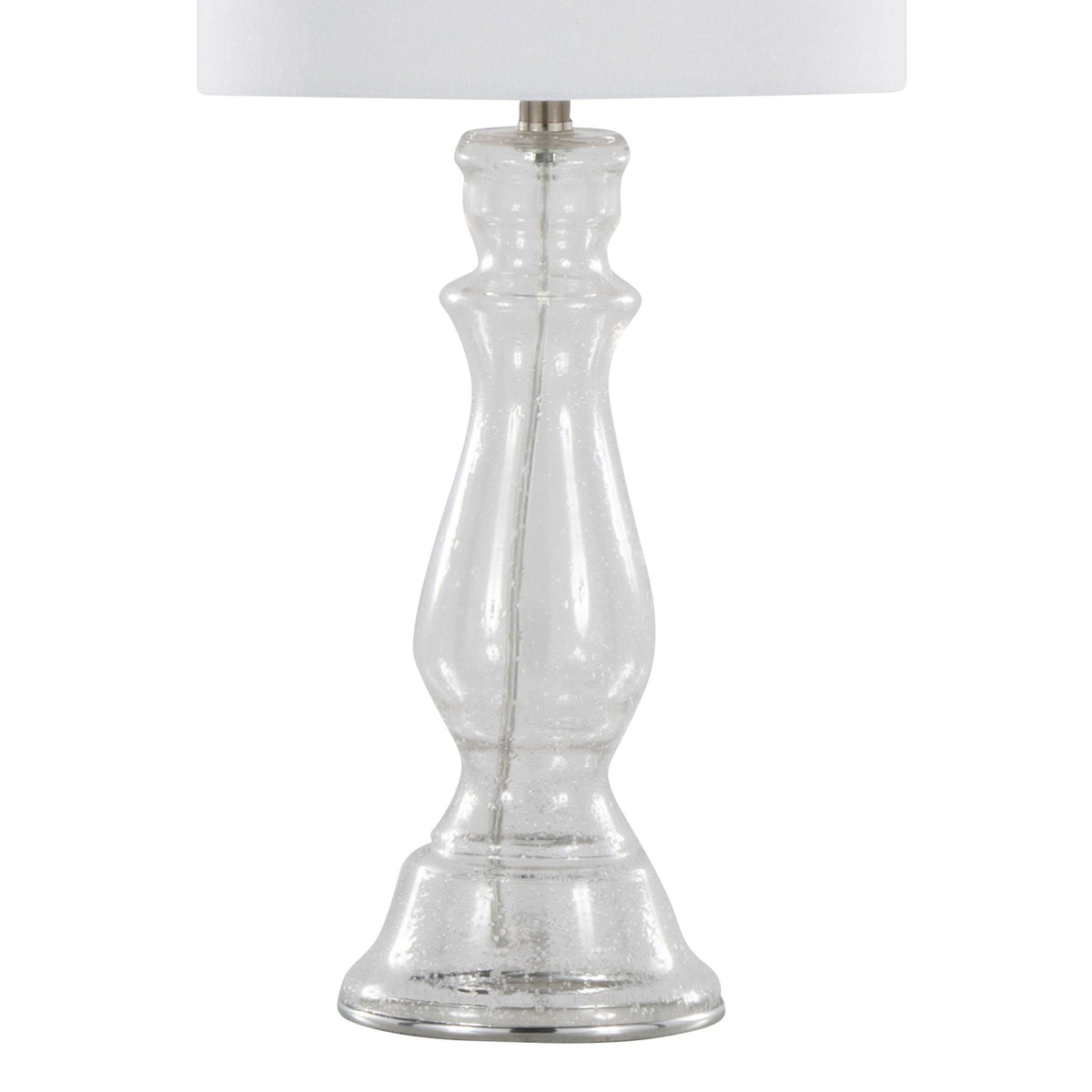 Bishop Contemporary Angel Table Lamp set of 2 with clear glass base and white shade on Tampa Home & Garden Store