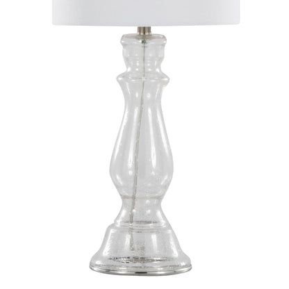 Bishop Contemporary Angel Table Lamp set of 2 with clear glass base and white shade on Tampa Home & Garden Store
