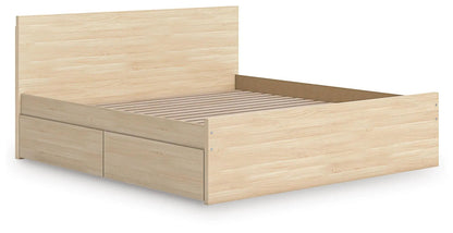 Onita Panel Platform Bed with two under-bed storage drawers in light wood finish on Tampa Home & Garden Store