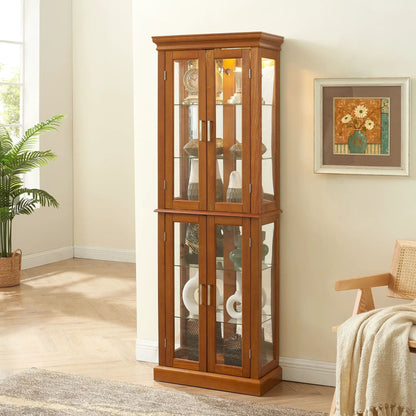 Lighted Curio Cabinet with Tempered Glass Shelves