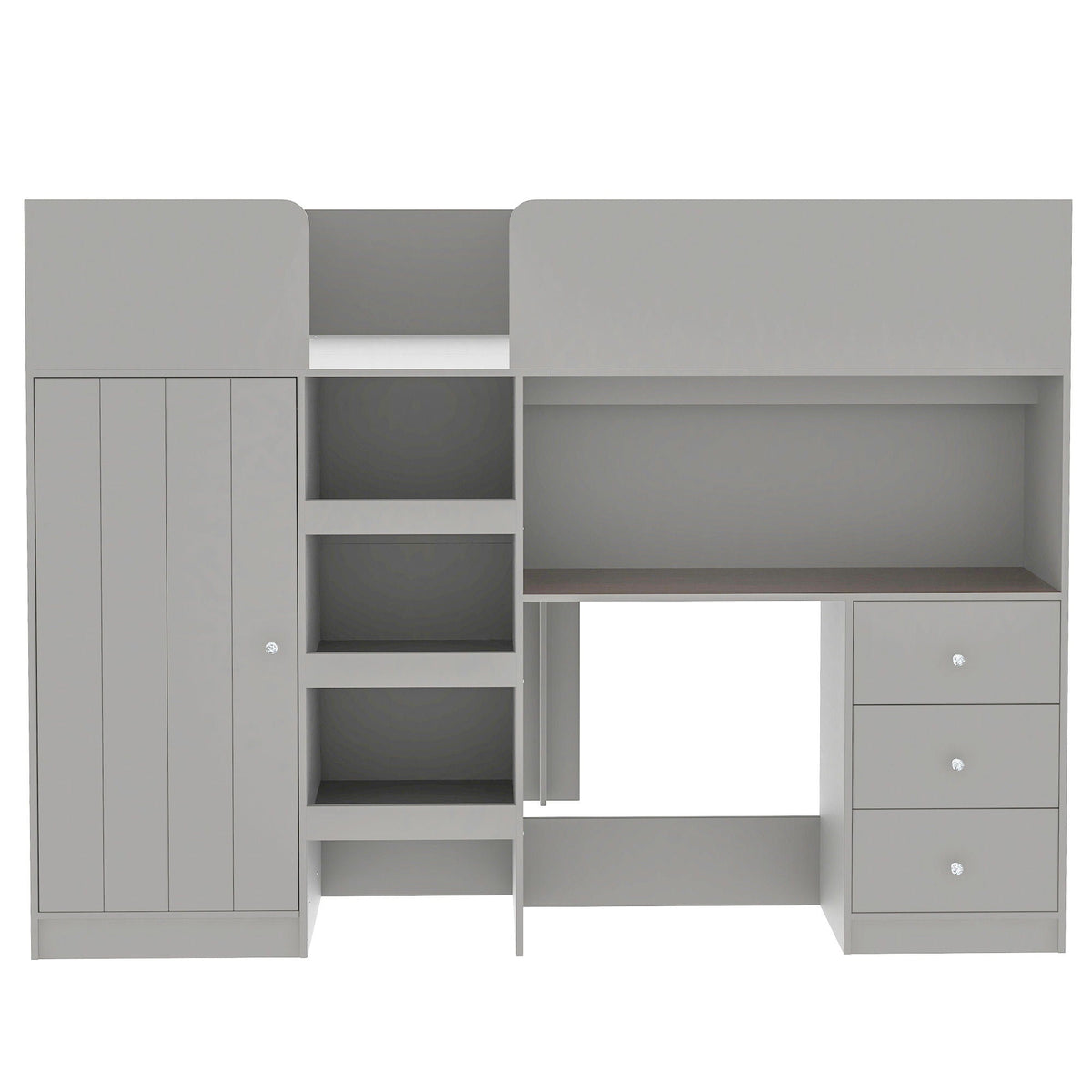 Loft bed with built-in wardrobe, desk, shelves and drawers in gray by HouseOfZazla on Tampa Home & Garden Store