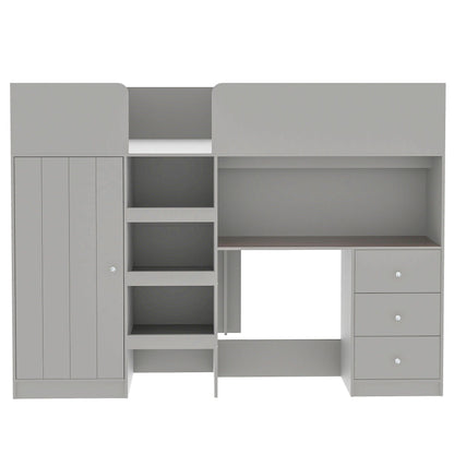 Loft bed with built-in wardrobe, desk, shelves and drawers in gray by HouseOfZazla on Tampa Home & Garden Store