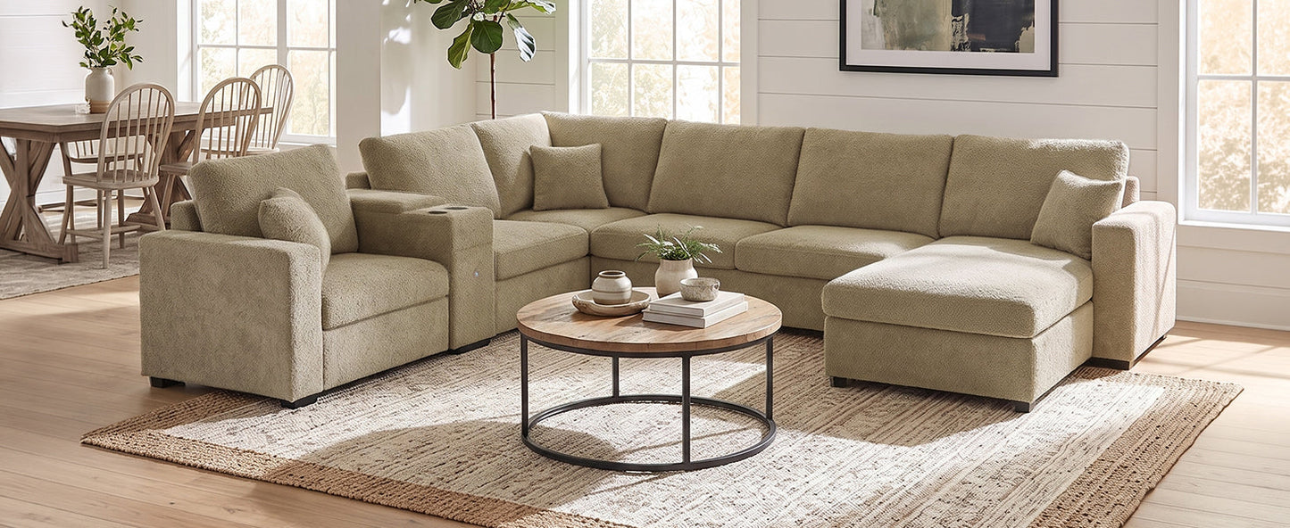 Modern 5 Seat Modular Chenille Sofa and a Couch