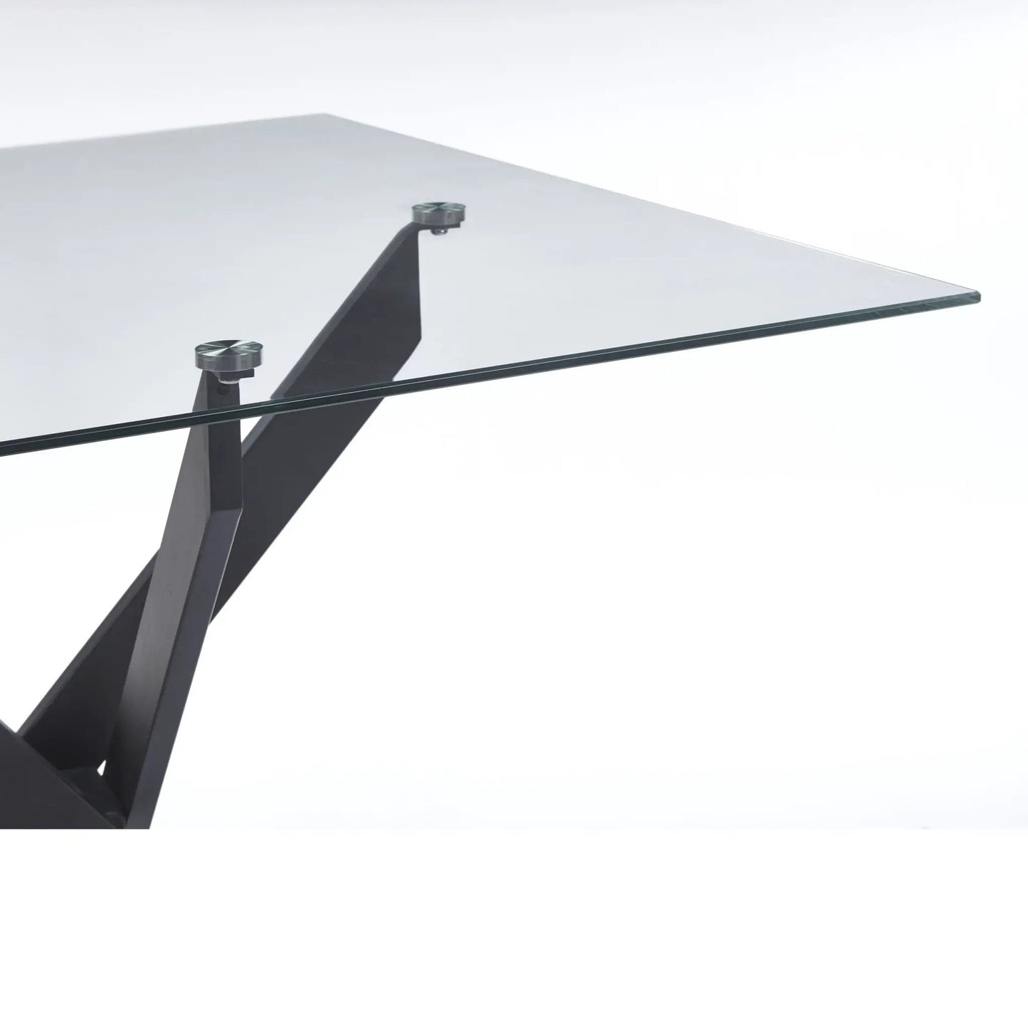 Tempered glass dining table with cross metal legs, square design by Unique Piece Furniture on Tampa Home & Garden Store
