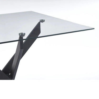 Tempered glass dining table with cross metal legs, square design by Unique Piece Furniture on Tampa Home & Garden Store