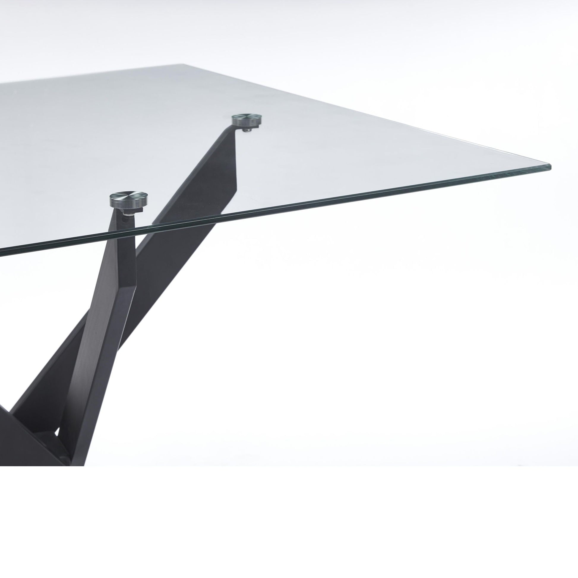 Dining table with cross black metal legs and tempered glass top by HouseOfZazla on Tampa Home & Garden Store