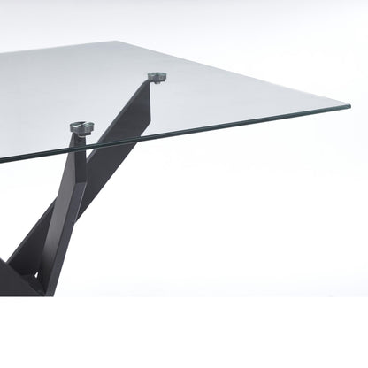 Dining table with cross black metal legs and tempered glass top by HouseOfZazla on Tampa Home & Garden Store