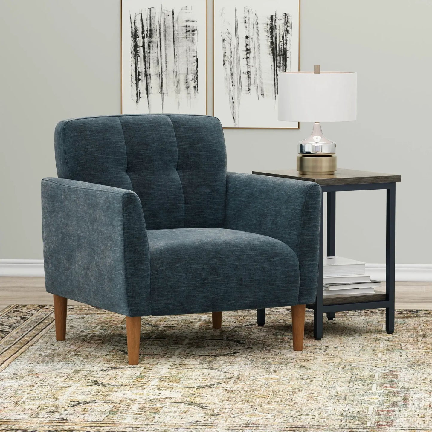 Accent Chair in Transitional Blue for Living Room