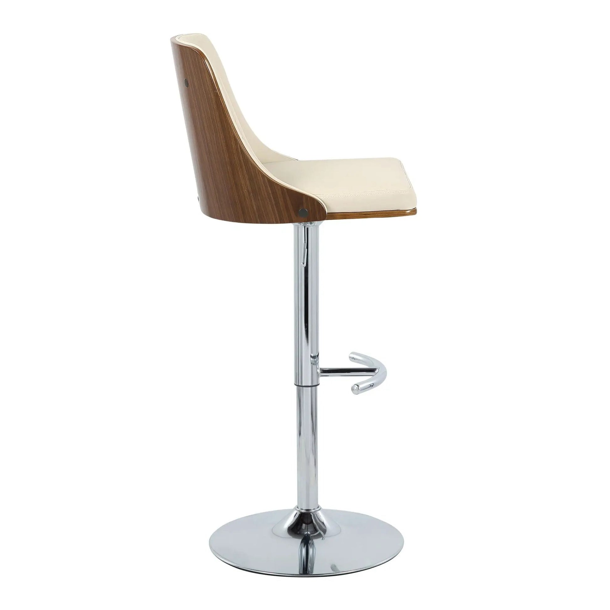 Gianna mid-century adjustable barstool with swivel, wood shell and beige cushion, set of 2 on Tampa Home & Garden Store