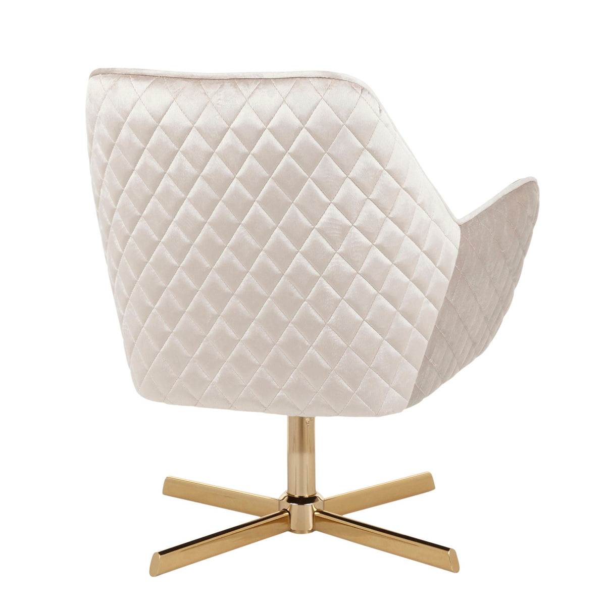 Contemporary lounge chair quilted cream upholstery with gold swivel base by HouseOfZazla on Tampa Home & Garden Store