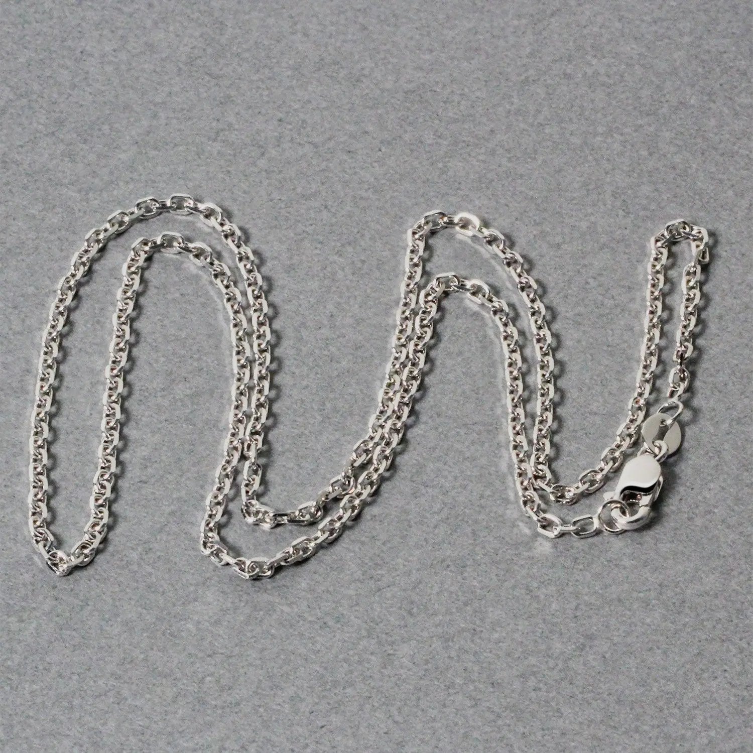 14k white gold diamond-cut cable link chain necklace 1.8mm, silver-tone finish on Tampa Home & Garden Store
