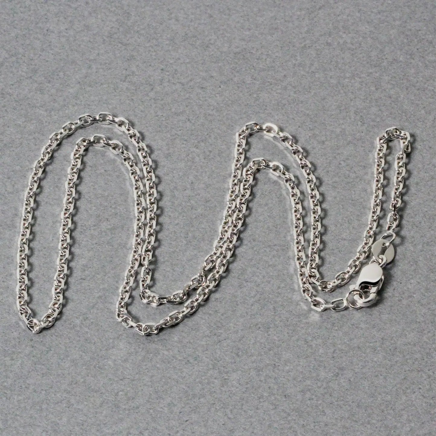 18k white gold diamond-cut cable link chain necklace, 1.90 mm silver-tone on Tampa Home & Garden Store