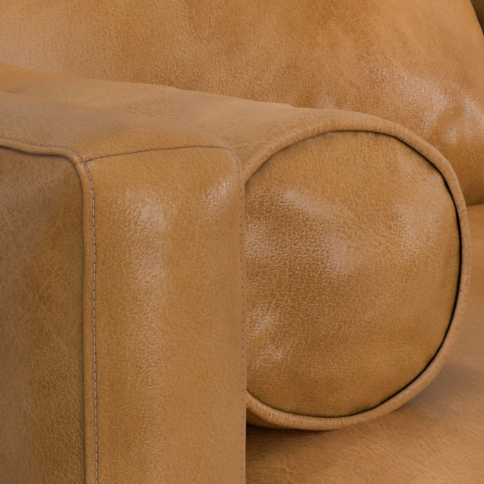 Morrison Upholstered Sectional Sofa tan leather close-up with visible stitching HouseOfZazla on Tampa Home & Garden Store