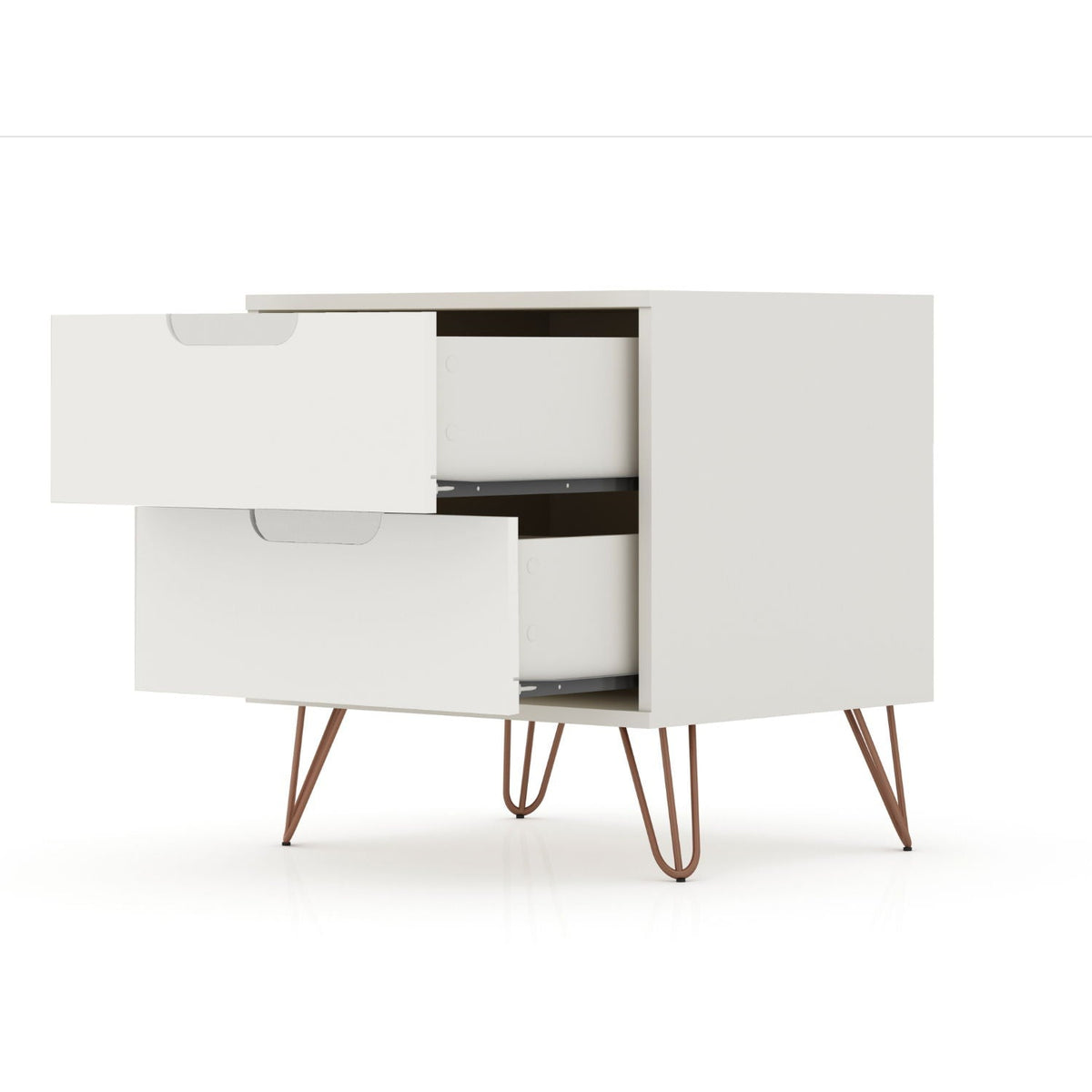 2 Drawer Nightstand white finish with durable splayed legs HouseOfZazla on Tampa Home & Garden Store