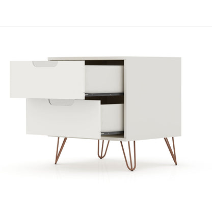 2 Drawer Nightstand white finish with durable splayed legs HouseOfZazla on Tampa Home & Garden Store