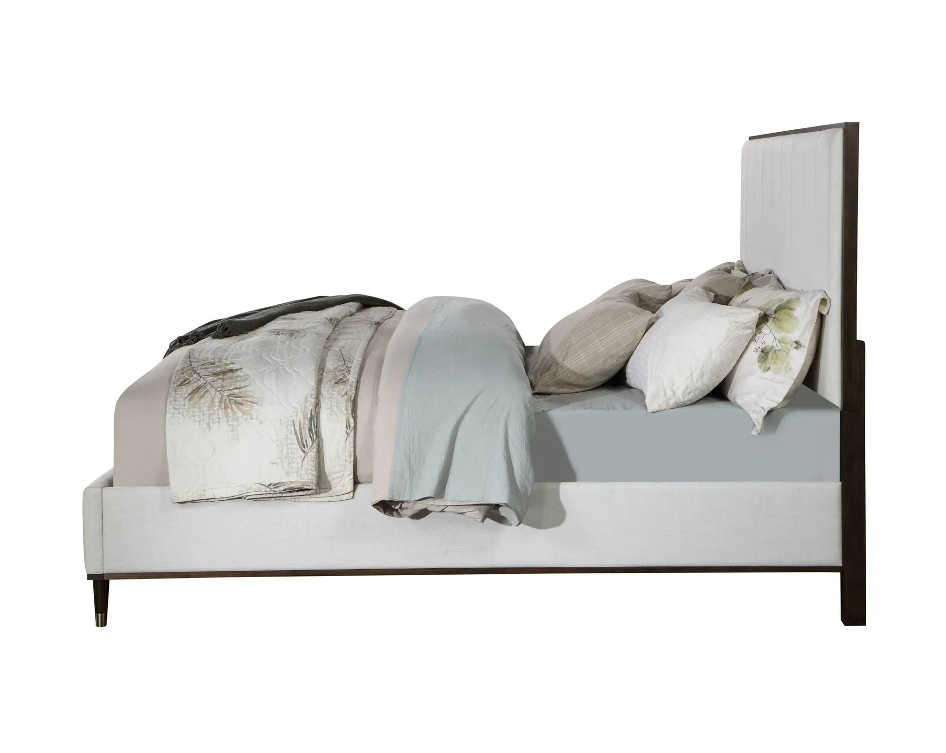 Carena Comfort Bed upholstered light gray fabric padded headboard Unique Piece Furniture on Tampa Home & Garden Store