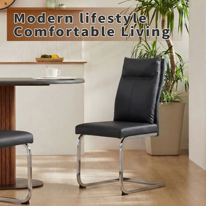 Modern dining chair set with backrest, black leather, 2 chairs by Unique Piece Furniture on Tampa Home & Garden Store