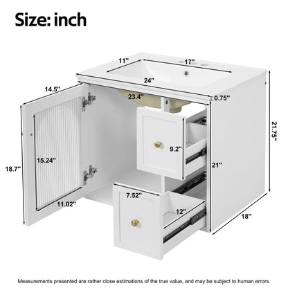 Wall-mounted vanity with sink in white, two-drawer cabinet by Unique Piece Furniture on Tampa Home & Garden Store