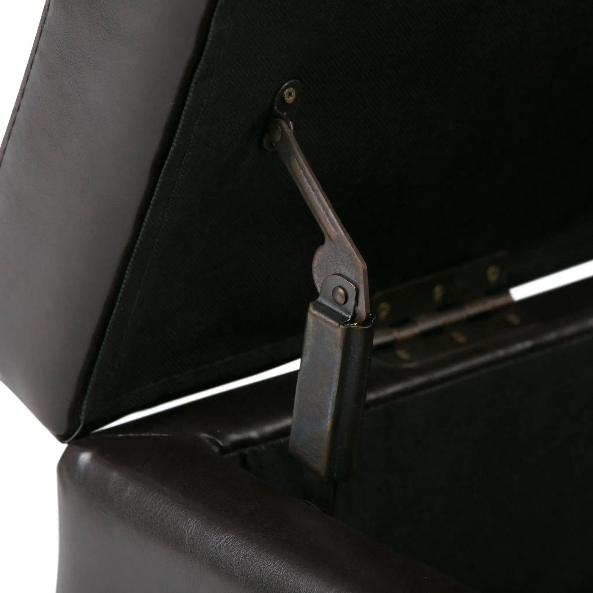 Avalon multifunctional storage ottoman bench, black faux leather with metal hinge hardware on Tampa Home & Garden Store