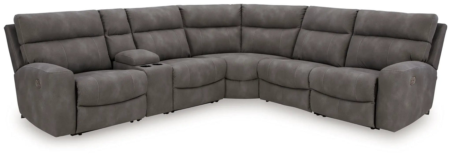 Next-Gen Durapella reclining sectional in dark gray with center console by Unique Piece Furniture on Tampa Home & Garden Store