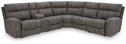 Next-Gen Durapella reclining sectional in dark gray with center console by Unique Piece Furniture on Tampa Home & Garden Store