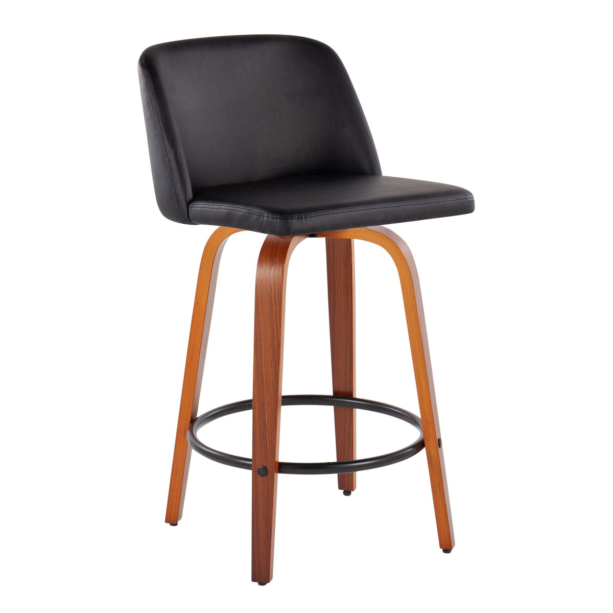 Toriano counter stool set of 2 black leatherette seats with wood legs HouseOfZazla on Tampa Home & Garden Store