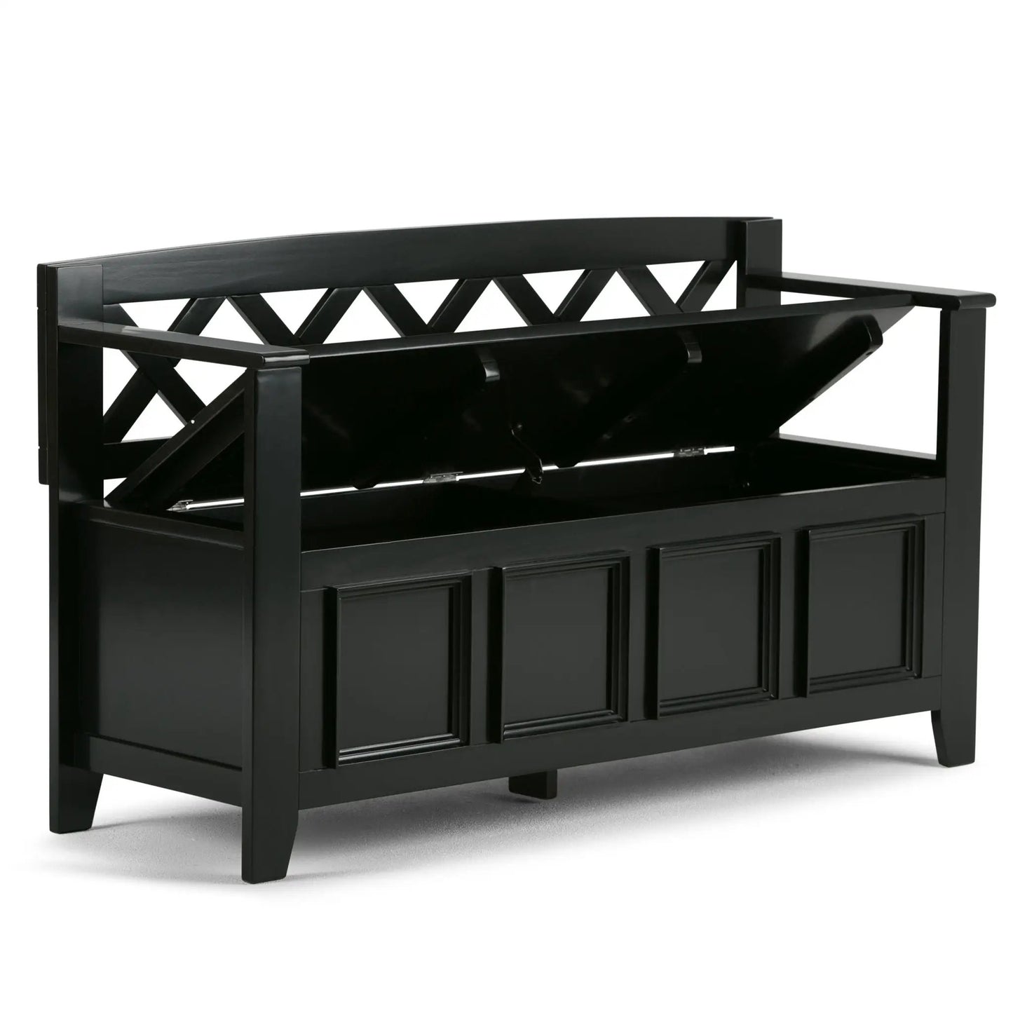 Amherst Entryway Storage Bench black with lattice back by Unique Piece Furniture on Tampa Home & Garden Store