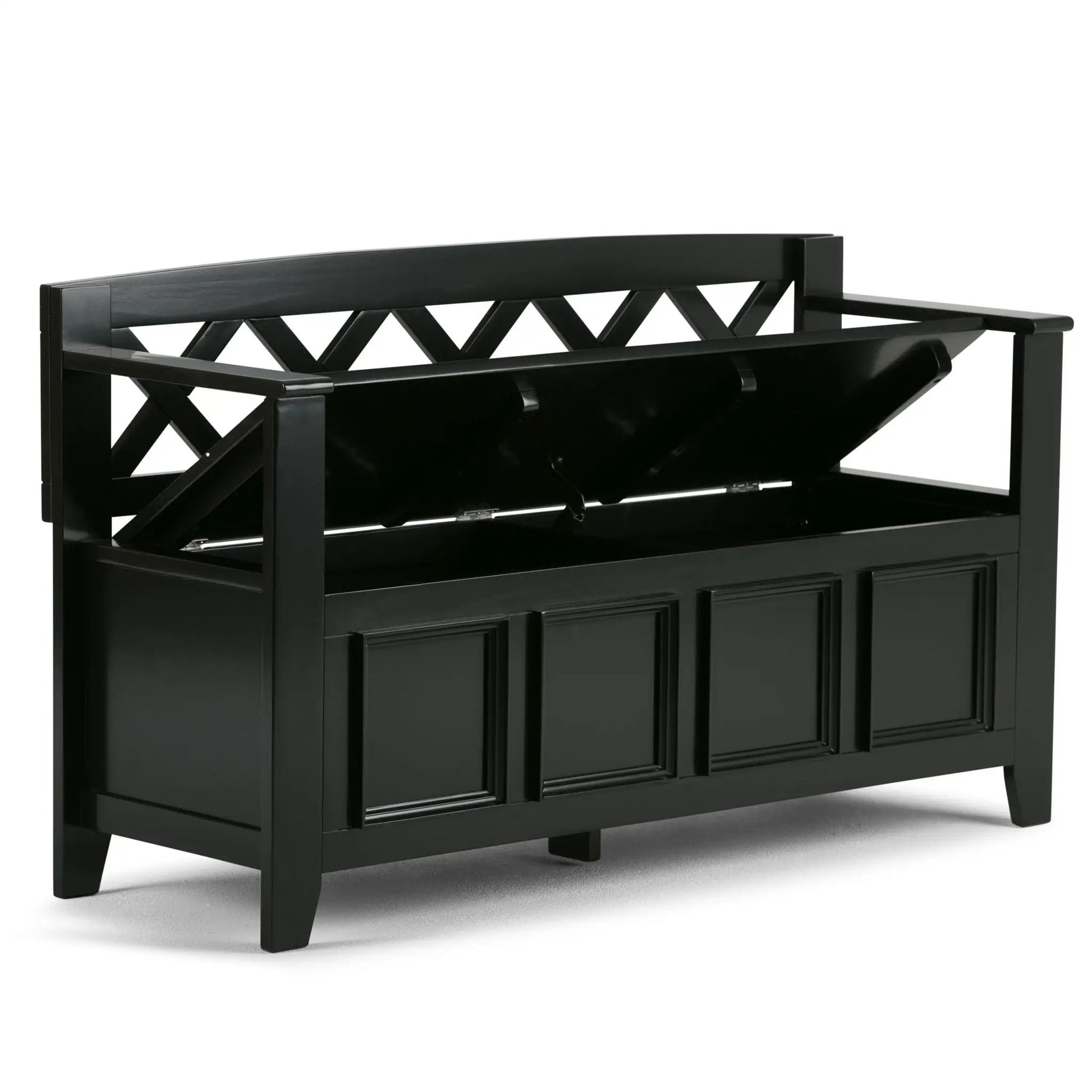Amherst Entryway Storage Bench black with lattice back by Unique Piece Furniture on Tampa Home & Garden Store