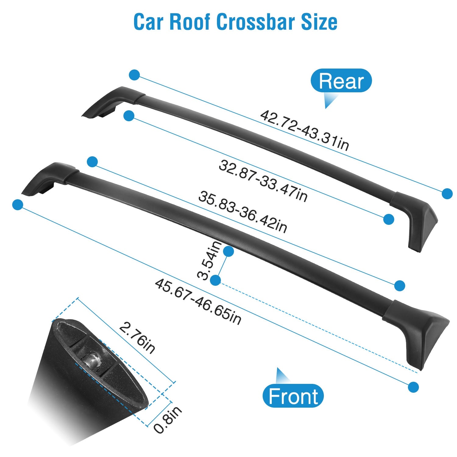 GemGear aluminum roof rack cross bars, a two-bar set for Toyota RAV4 2019–2024 with side rails on Tampa Home & Garden Store