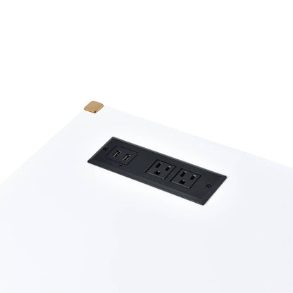 Midriaks Writing Desk With USB by HouseOfZazla, white desk with built-in USB outlet panel on Tampa Home & Garden Store