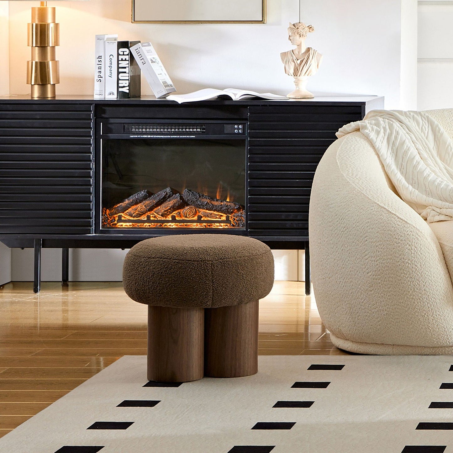 Versatile Mushroom Stool With Cushion and Walnut