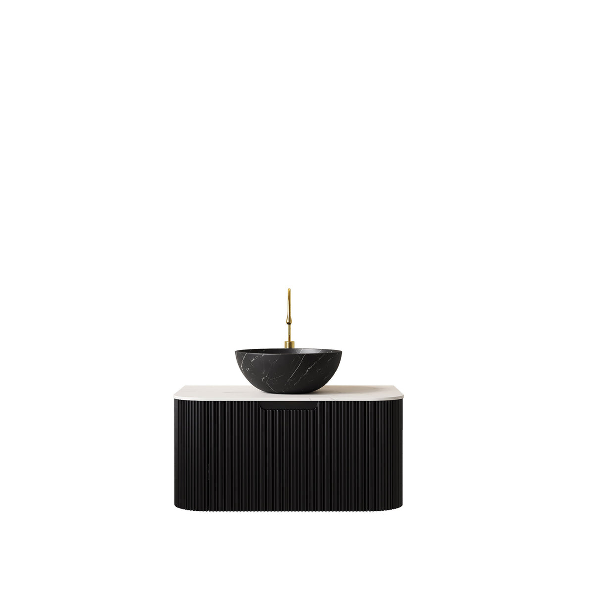Modern 30in bathroom vanity with ceramic sink, black ribbed cabinet by HouseOfZazla on Tampa Home & Garden Store