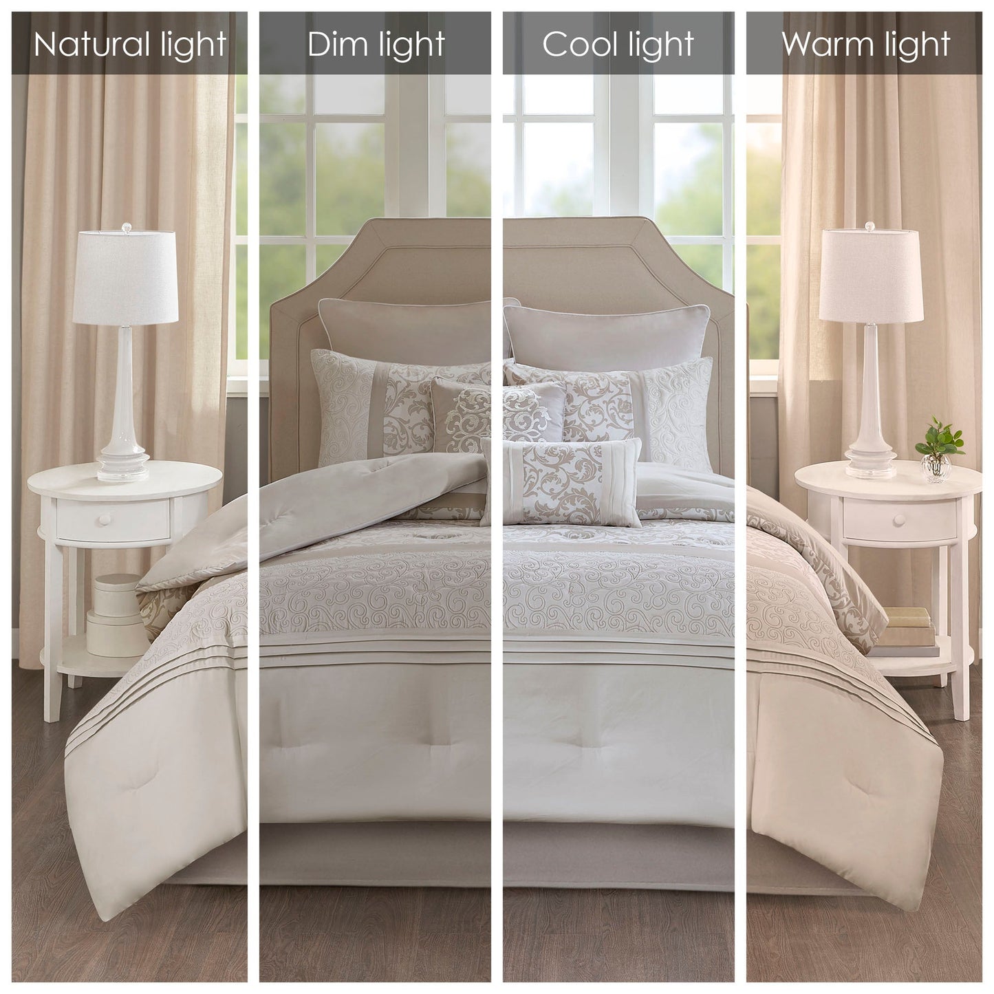 Embroidered and 8 Piece King Comforter Set