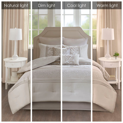 Embroidered and 8 Piece King Comforter Set