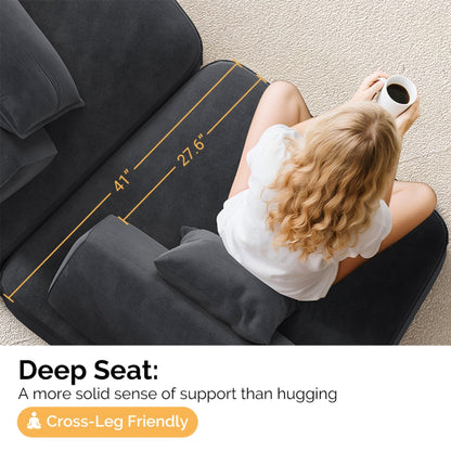 Modern Luxury Oversized Modular Sectional Sofa Set, 2-piece charcoal grey fabric on Tampa Home & Garden Store