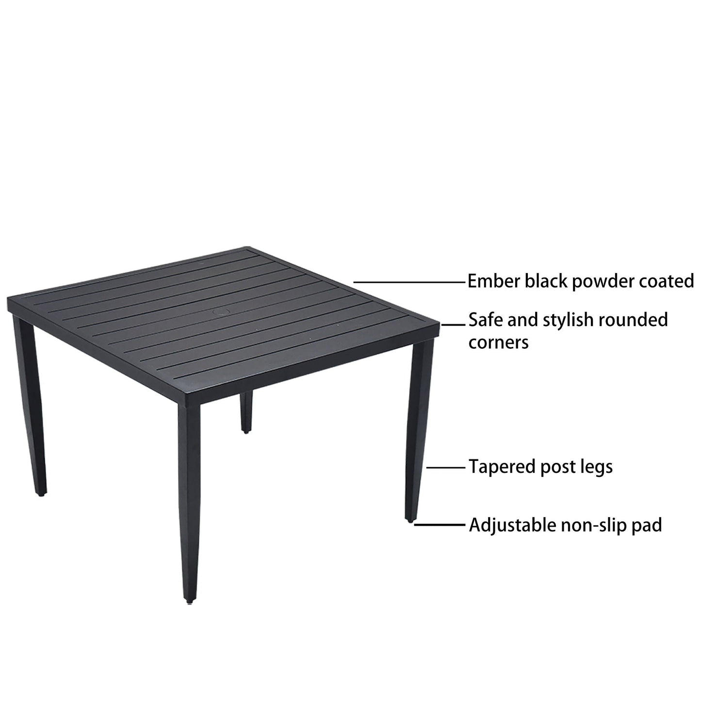 Aluminum Outdoor Dining Table and Cushioned Set
