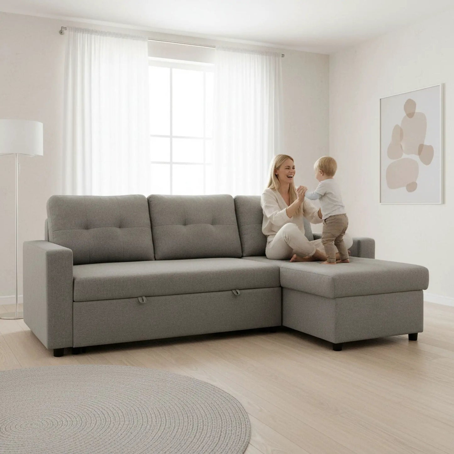 Convertible L Shaped Sectional Sleeper Sofa Bed