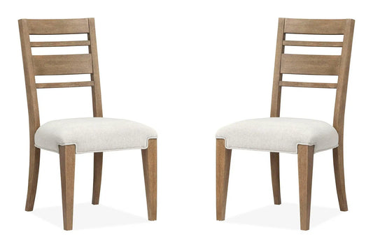 Plum Creek upholstered side chairs with wood back set of 2 beige cushions on Tampa Home & Garden Store