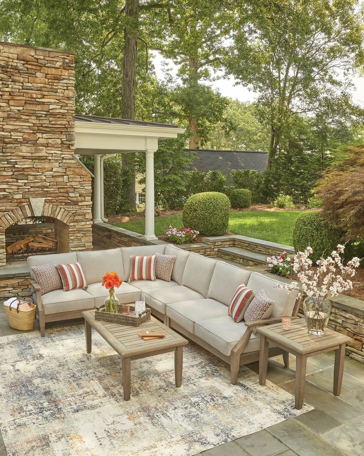 Clare View Outdoor Sectional with Eucalyptus Frame