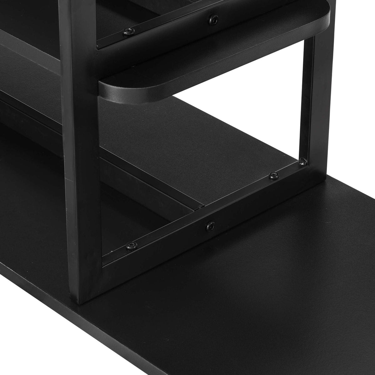 Celine 3-Shelf Console Table with durable wood veneer top in black finish, metal frame on Tampa Home & Garden Store