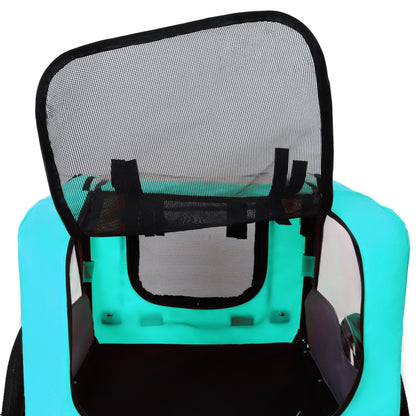 Pet bike trailer for small/medium pets by HouseOfZazla with turquoise fabric and mesh on Tampa Home & Garden Store