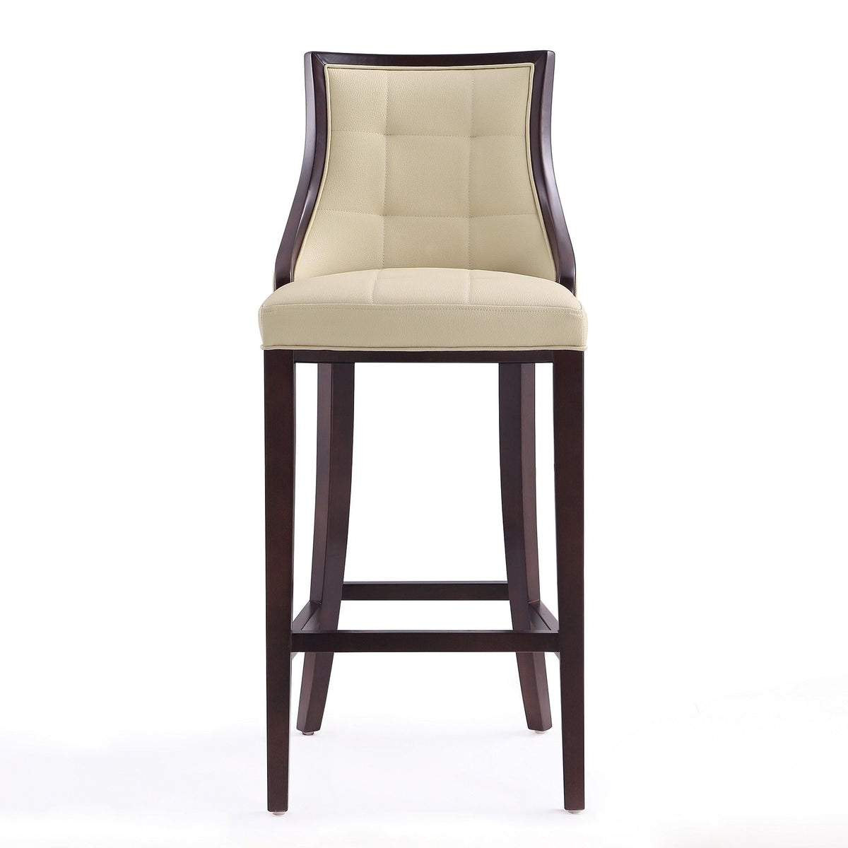 White bar height stool from HouseOfZazla with solid wood frame and cream tufted leather on Tampa Home & Garden Store