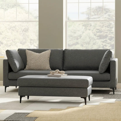 Ava Mid Century Sofa with Ottoman Set in Fabric