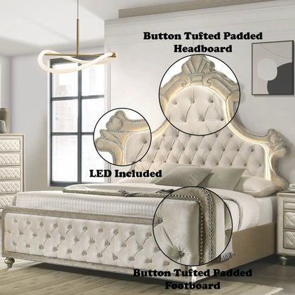 Lucienne tufted upholstered bed with LED lighting by Unique Piece Furniture on Tampa Home & Garden Store